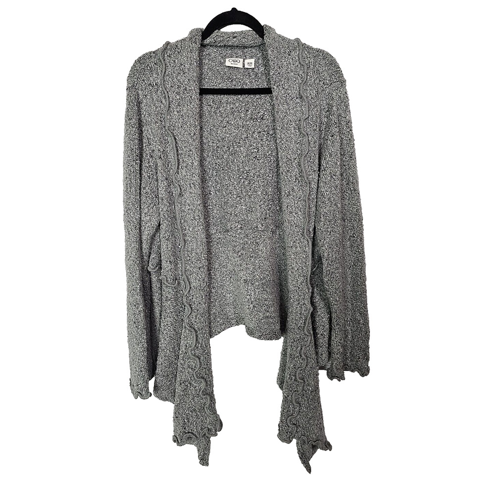 Cato Gray Marled Draped Open Front Knit Cardigan Sweater Womens Size 18/20W